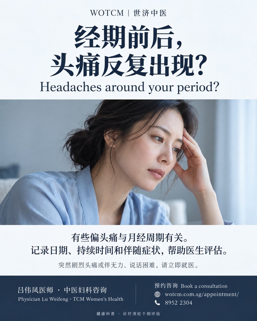 Headaches around your period? / 经期前后,头痛反复出现?